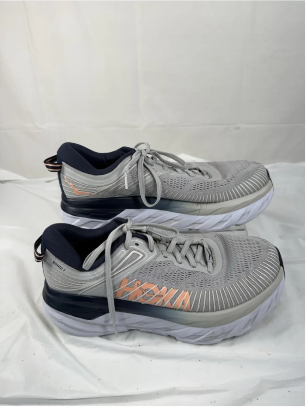Hoka One One Bondi 7 Sneakers Womens Running Shoes Lunar Rock Blue Size 8D
